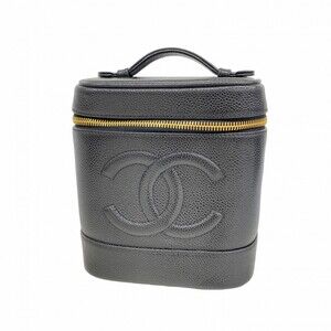 CHANEL Black Caviar Leather Vanity Bag